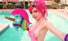 Attractive Young Babe In A Sexy Costume Flaunts Her Curves