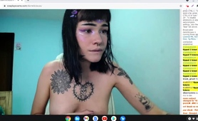 Petite Rocker Cosplay Tattooed Babe Naked On Cam