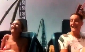 Cute Amateur Teen Having Fun On A Roller Coaster Ride