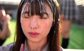 Lovely Japanese Schoolgirls Learning A Lesson In Bukkake