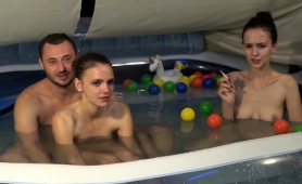 Two Adorable Amateur Teens Join A Horny Guy For A Threesome