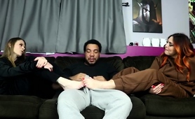 Special Double Footjob For Black Guy In Kinky Threeway
