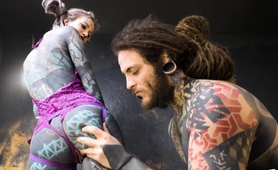 Alt Dominatrix Pegging Tattooed Worker