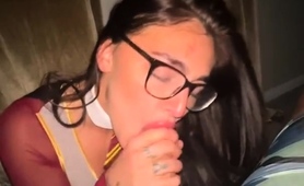 Nerdy Stepsis Gives Blowjob After Intense Anal Therapy