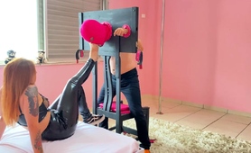 Redhead MILF goddess makes helpless slave worship her feet