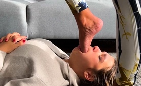 Deepthroat Foot Gagging Punishment For Lesbian Slave