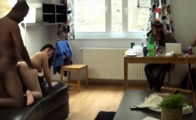 Amateur Brunette Wife Enjoying Interracial Cuckold Fucking